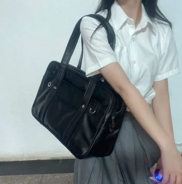 Messenger school bag – PU leather large capacity student and commuter tote