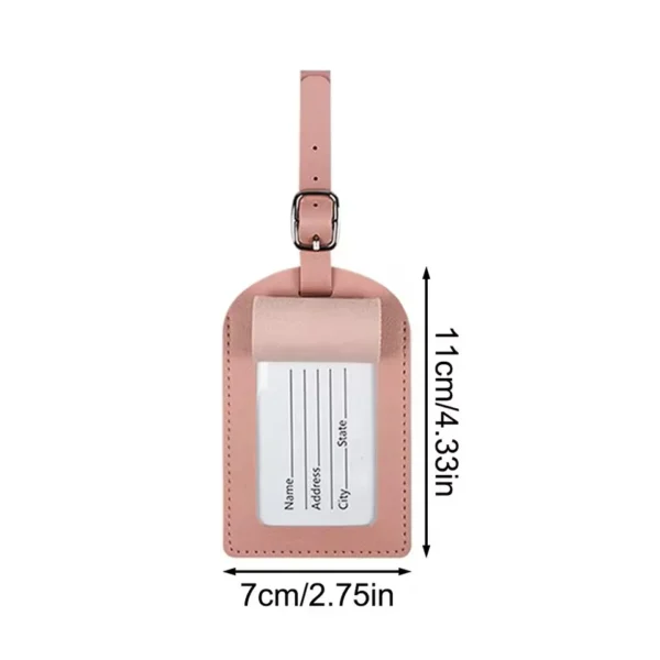 PU leather luggage tag with stamped airplane design – travel ID suitcase tag