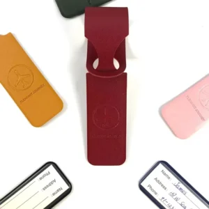 PU leather luggage tags suitcase identifier – travel ID holder for men and women.
