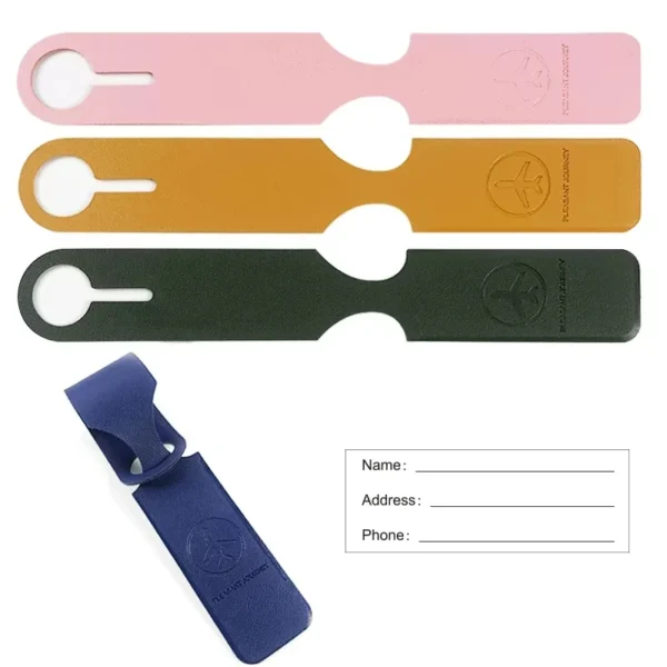 PU leather luggage tags suitcase identifier – travel ID holder for men and women.