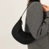 black nylon moon-shaped dumpling crossbody bag