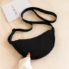 black nylon moon-shaped dumpling crossbody bag