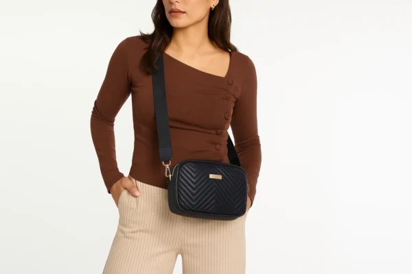 chic black crossbody handbag purse wristlet clutch