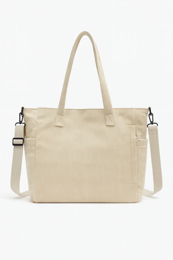 large corduroy shoulder bag with pockets