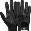 men’s black sheepskin leather driving gloves – touchscreen compatible unlined gloves
