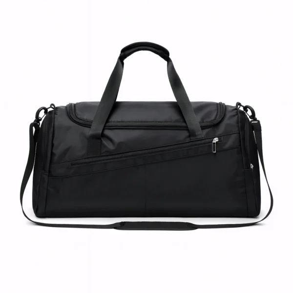 plain black large duffel gym bag with wet and dry compartments