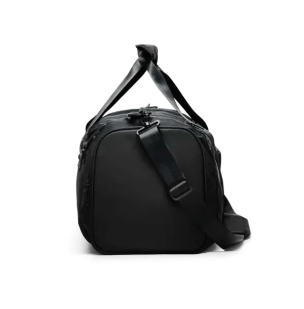 plain black large duffel gym bag with wet and dry compartments
