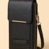 women black leather crossbody phone bag1 women black leather crossbody phone bag