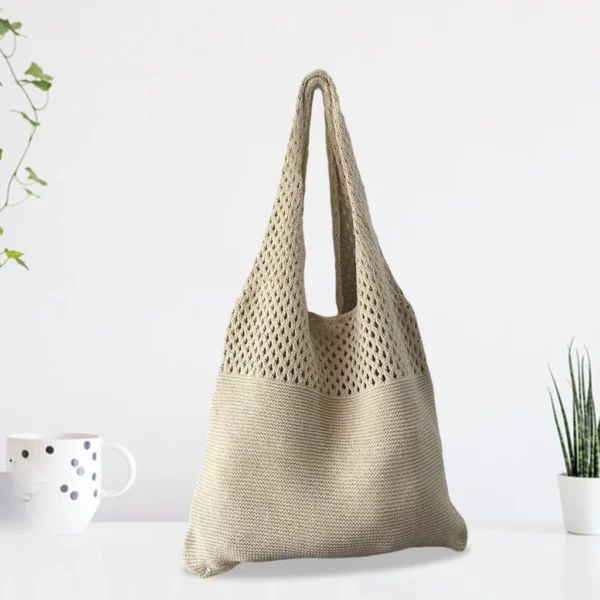 women casual hollow knitting tote shoulder bag (1) women casual hollow knitting tote shoulder bag