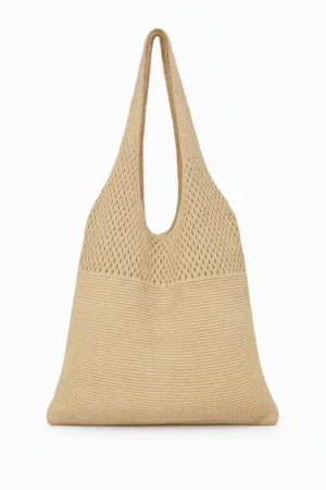 women casual hollow knitting tote shoulder bag