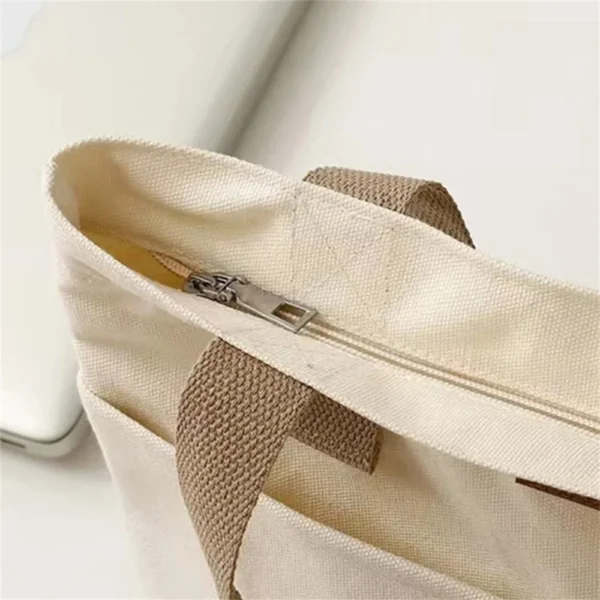 women’s advanced sense canvas tote bag with sewing thread details